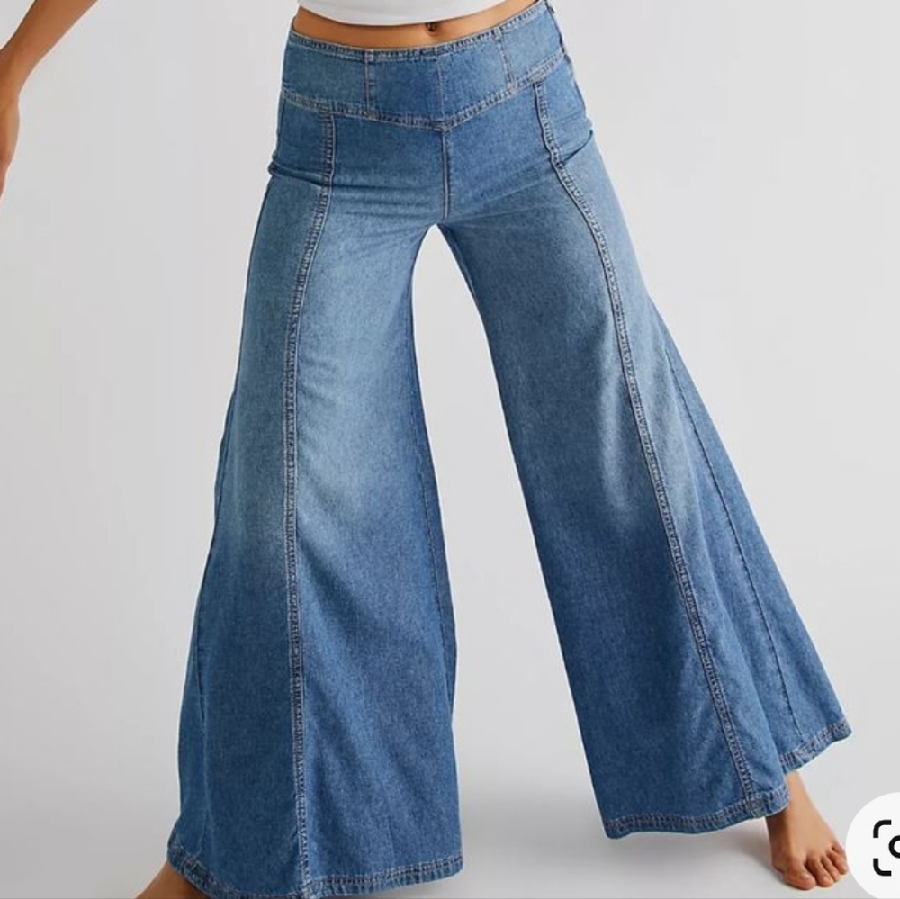 🔥Size25&27🔥Free People Super Wide Leg Jeans - Picture 3 of 11
